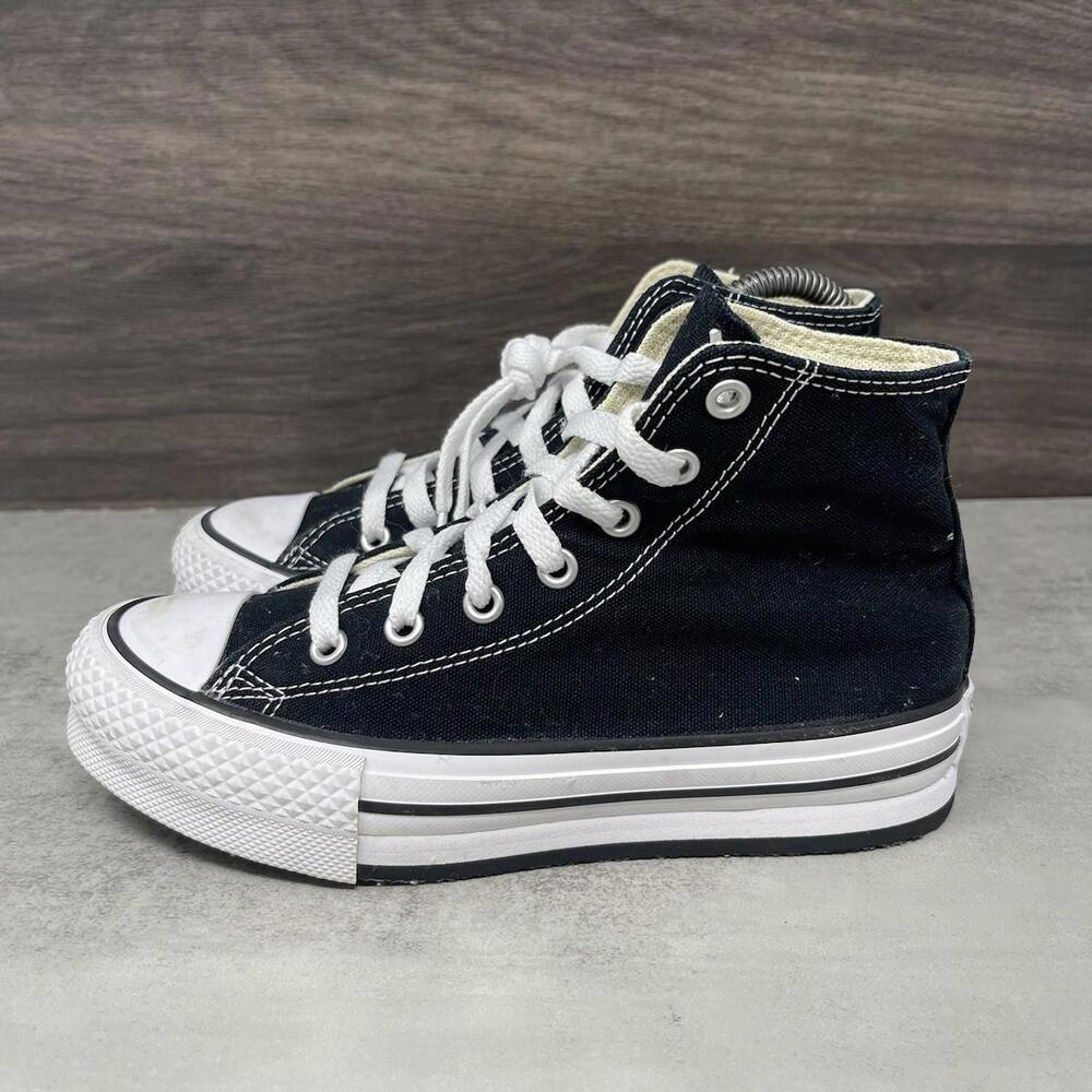 Converse Chuck Taylor All Star Shoes Kids Size 2 Black White Sneakers 372859F